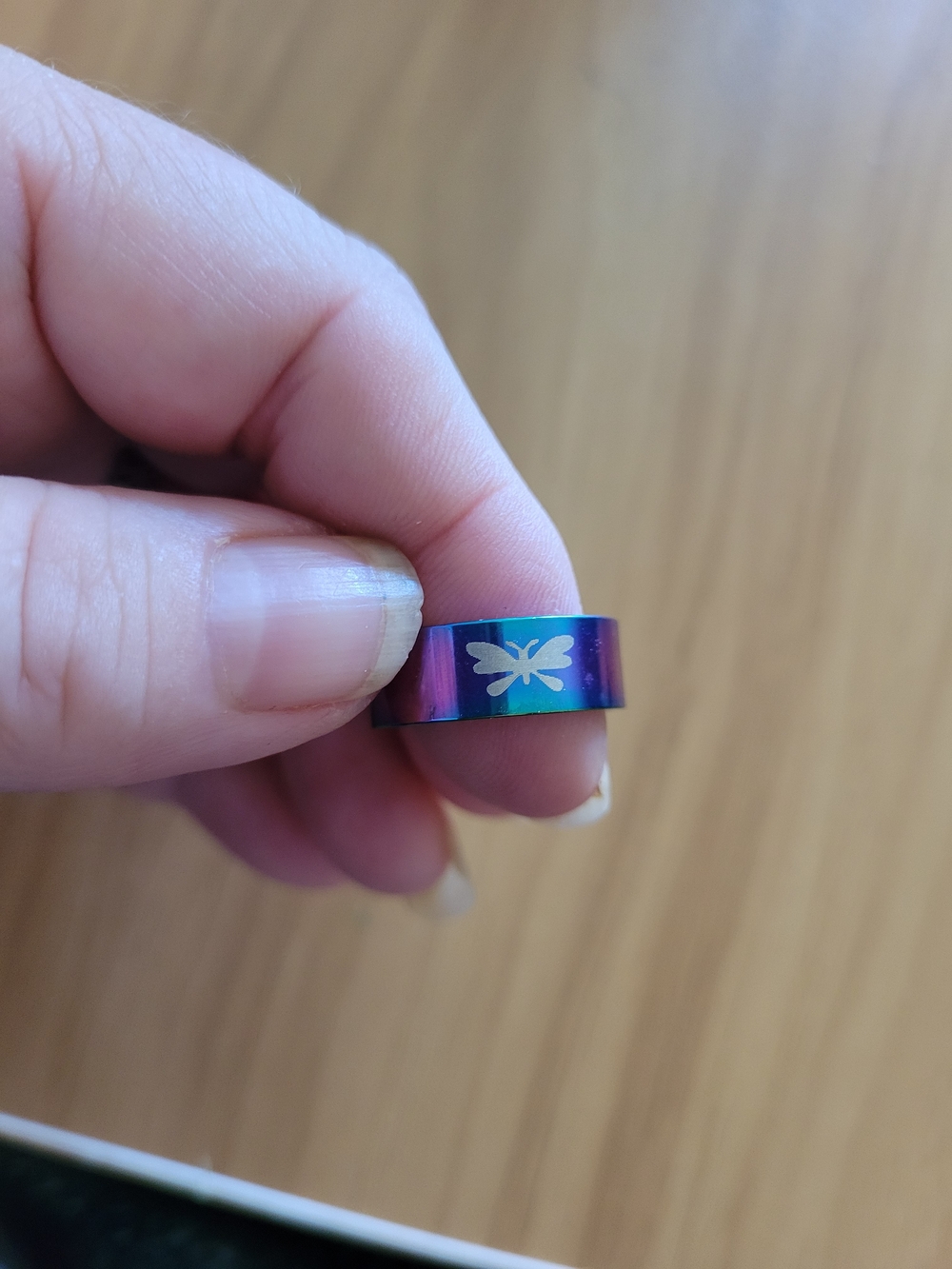 👻BUY 1 GET 1 FREE👻Iridescent Purple Dragonfly Stainless Steel Ring Size 7.5